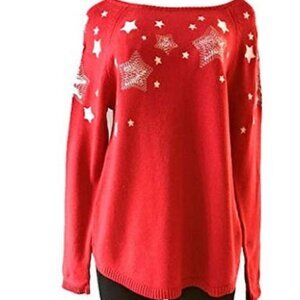 Style and Co. Embroidered Star Sweater, Size Petite Medium